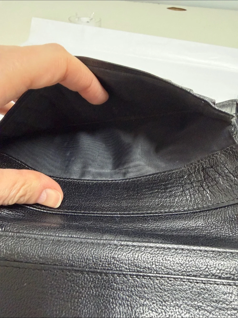 CHANEL Black Leather Wallet with CC Emblem